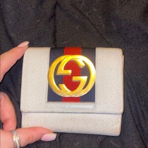 Gucci White and Red Wallet with Iconic GG Logo